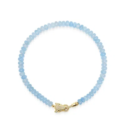 Nialaya Women's Blue Chalcedony Choker With Panther Head