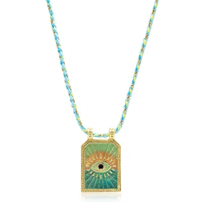 Nialaya Women's Blue / Gold / Green Green Evil Eye Pendant Necklace