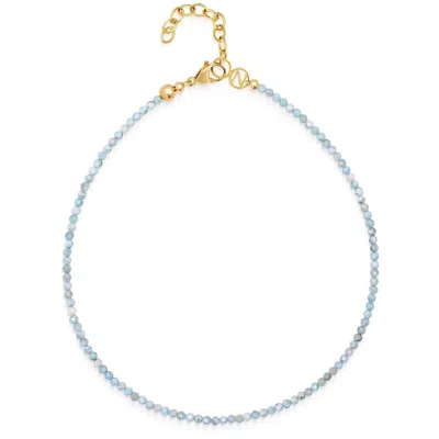 Nialaya Women's Blue / Gold Larimar Faceted Choker