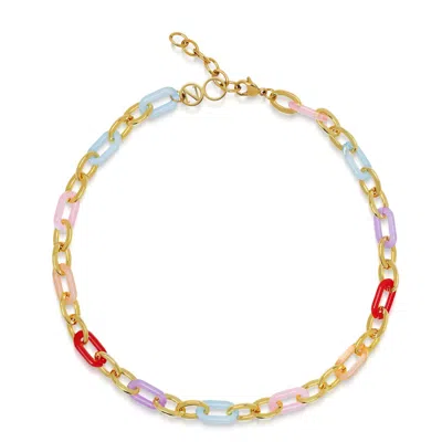 Nialaya Women's Cable Chain Choker With Colorful Links In Gold
