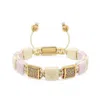 Nialaya Women's Cream & Soft Pink Ceramic Flatbead Bracelet With Gold Cz In Neutral