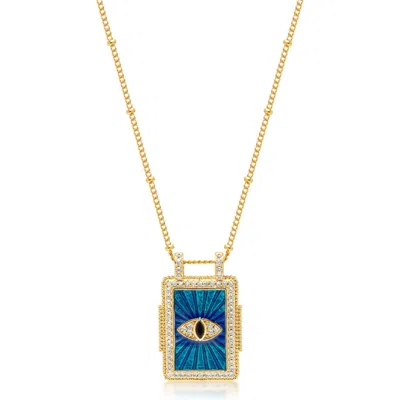 Nialaya Women's Gold / Blue Blue Evil Eye Pendant Necklace