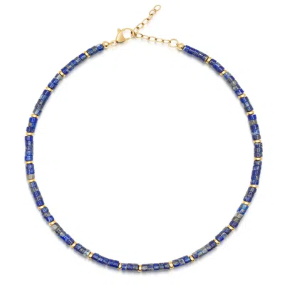 Nialaya Women's Gold / Blue Heishi Blue Lapis Choker With Gold In Multi