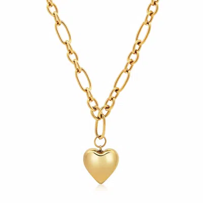 Nialaya Women's Gold Cable Choker With Chunky Heart Pendant