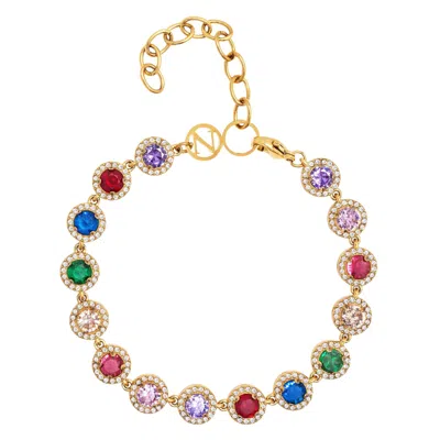 Nialaya Women's Gold Multi Gemstone Link Bracelet