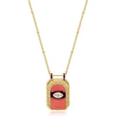 Nialaya Women's Gold / Pink Pink Evil Eye Pendant Necklace