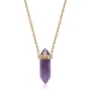 Nialaya Women's Gold / Pink / Purple Sterling Silver Amethyst Crystal Necklace With Engraved Evil Eye Detail