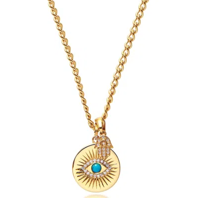 Nialaya Women's Gold Skyfall Evil Eye And Hamsa Hand Necklace