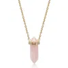Nialaya Women's Gold Sterling Silver Rose Quartz Crystal Necklace With Engraved Evil Eye Detail In Gold