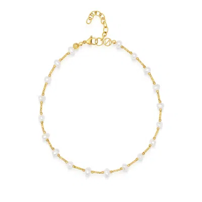 Nialaya Women's Gold / White Amalfi Pearl Choker