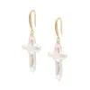 Nialaya Women's Gold / White Pearl Cross Earrings In Gold