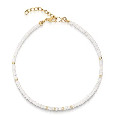 Nialaya Women's Gold / White Shell Choker With Gold Details In Multi