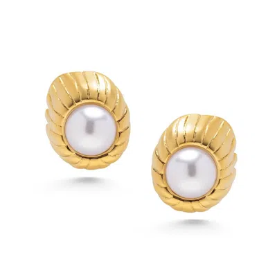 Nialaya Women's Gold / White Vintage Pearl Earrings