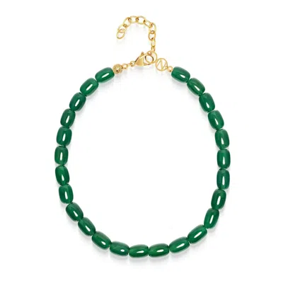 Nialaya Women's Green Agate Beaded Necklace In Brown