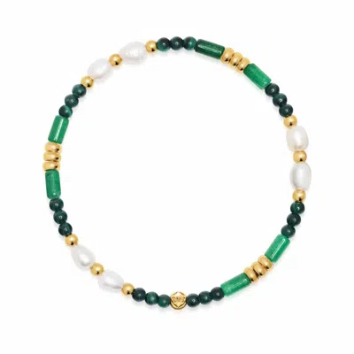 Nialaya Women's Green Agate, Malachite & Pearl Gemstone Beaded Bracelet