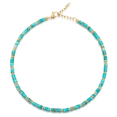 Nialaya Women's Heishi Turquoise Choker With Gold