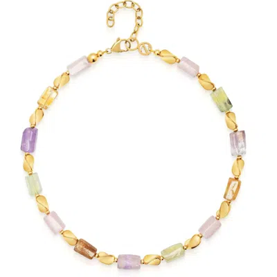 Nialaya Women's Multicolor Beryl & Gold Choker In Yellow