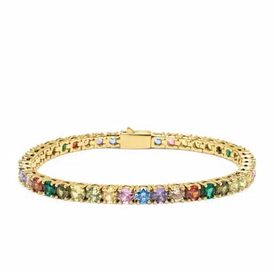 Nialaya Women's Multicolor Tennis Bracelet With Gold In Yellow