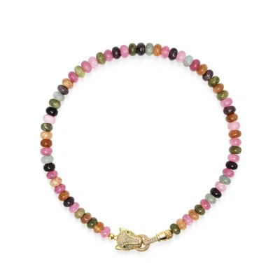 Nialaya Women's Multicolor Tourmaline Choker With Panther Head