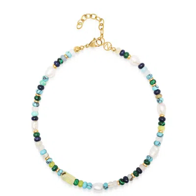 Nialaya Women's Ocean Mosaic Choker In Blue/green/yellow