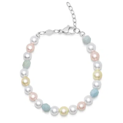 Nialaya Women's Pearl Bracelet With Faceted Amazonite In White