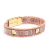 Nialaya Women's Pink / Gold Rhodonite Stud Bracelet In Pink