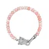 Nialaya Women's Pink / Silver Pink Opal Bracelet With Panther Head In Pink