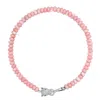Nialaya Women's Pink / Silver Pink Opal Choker With Panther Head In Pink
