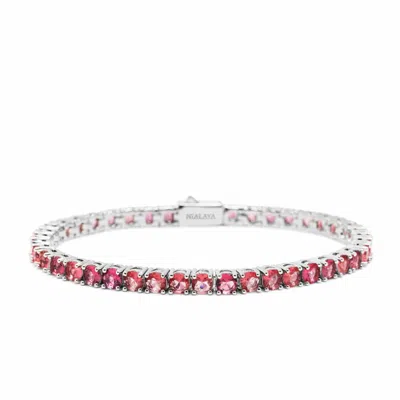 Nialaya Women's Pink / Silver Pink Tennis Bracelet In Silver In Pink/silver