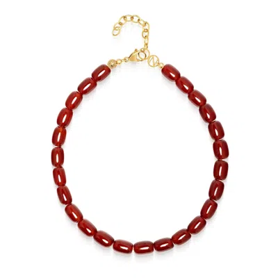 Nialaya Women's Red Agate Beaded Necklace In Burgundy