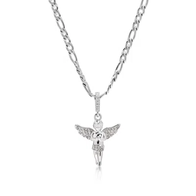 Nialaya Women's Silver Angel Necklace In White