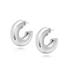 Nialaya Women's Silver Chunky Tube Hoop Earrings