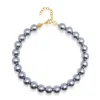 Nialaya Women's Silver / Gold Chunky Pearl Choker With Silver Finish