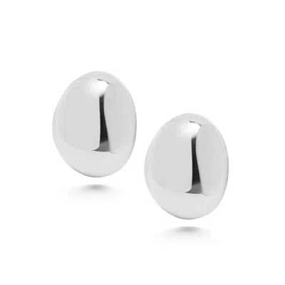 Nialaya Women's Silver Oval Earrings In White