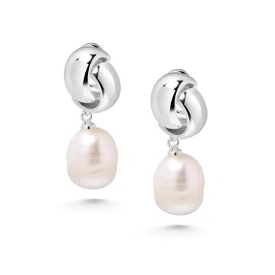 Nialaya Women's Silver / White Pearl Drop Earrings In Silver In Multi