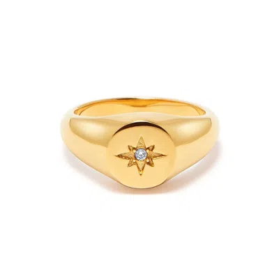 Nialaya Women's Skyfall Mini Starburst Ring In Gold In Red