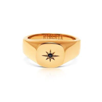 Nialaya Women's Skyfall Starburst Signature Ring In Gold