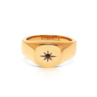 Nialaya Women's Skyfall Starburst Signature Ring In Gold