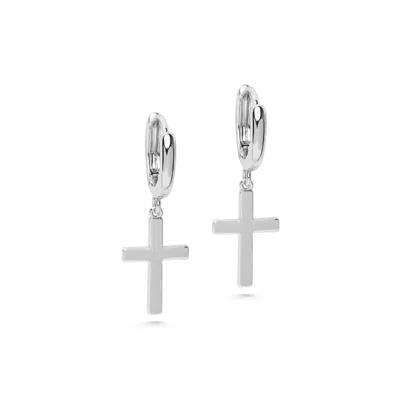Nialaya Women's Small Cross Earrings In Silver In Metallic