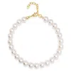 Nialaya Women's White / Gold Chunky Pearl Choker