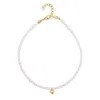 Nialaya Women's White / Gold Pearl Choker With Gold Sphere Pendant