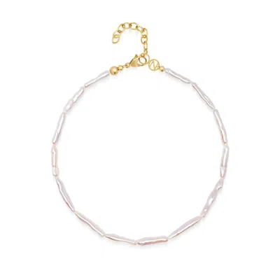Nialaya Women's White / Gold Ravello Pearl Choker In Multi