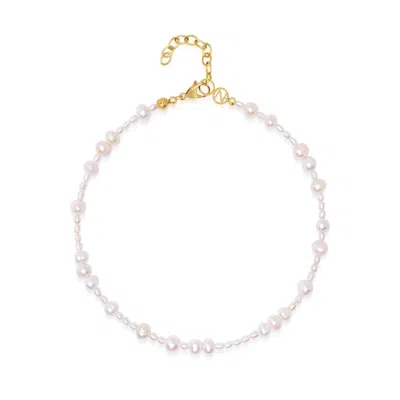 Nialaya Women's White / Gold St. Tropez Pearl Choker In Multi