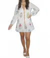Nibi Carrie Mixed Print Floral Midi Dress In White Multi In White