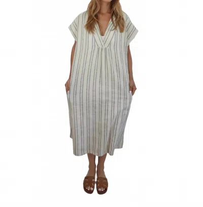 Nibi Mtk Calla Midi Dress In Grey/cream Stripe In White