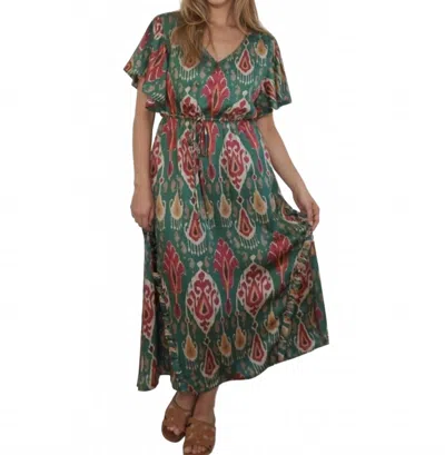 Nibi Mtk Carter Midi Dress In Vert Ikat In Green