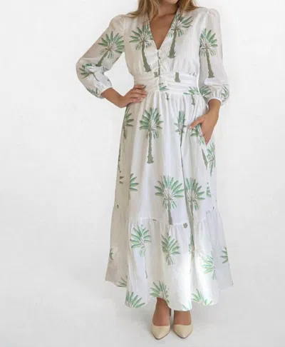 Nibi Mtk Eloise Midi Dress In Green Palms In Multi