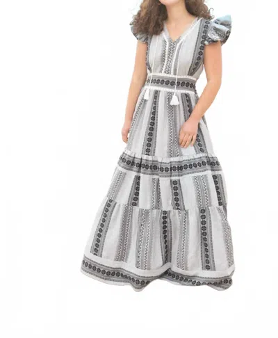 Nibi Mtk Embroidered Percy Maxi Dress In Black/grey In Pink