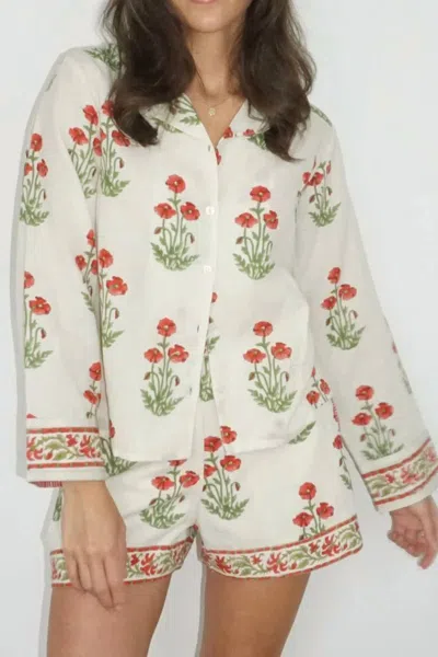 Nibi Mtk Evelyn Shirt In Red Bloom In White