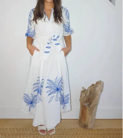Nibi Mtk Frankie Dress In Blue Abstract Palms